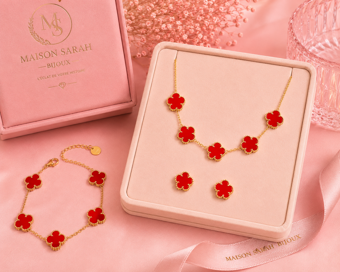 Parure Trèfle Rouge Royale