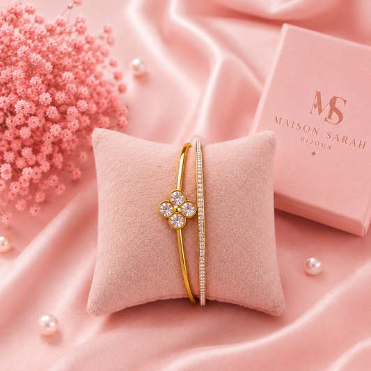 Bracelet Fleur Doré 🌸✨