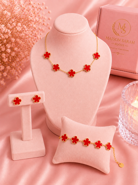 Parure Trèfle Rouge Royale